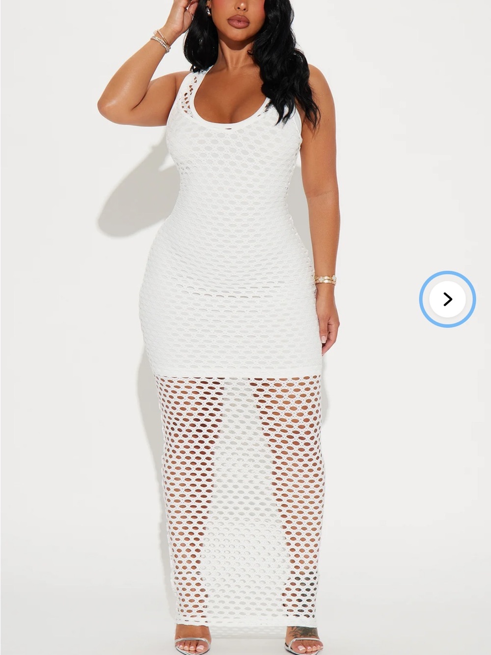 Fashion Nova White Crochet Maxi Cover-Up Dress
